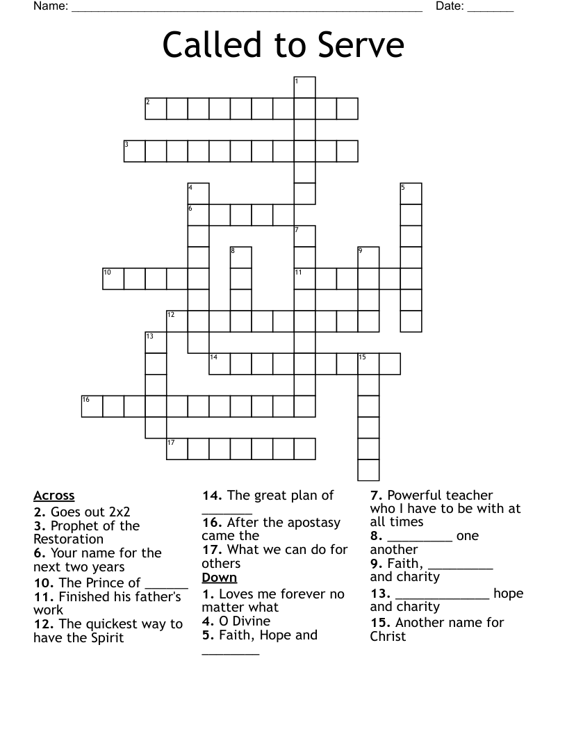 Called to Serve Crossword