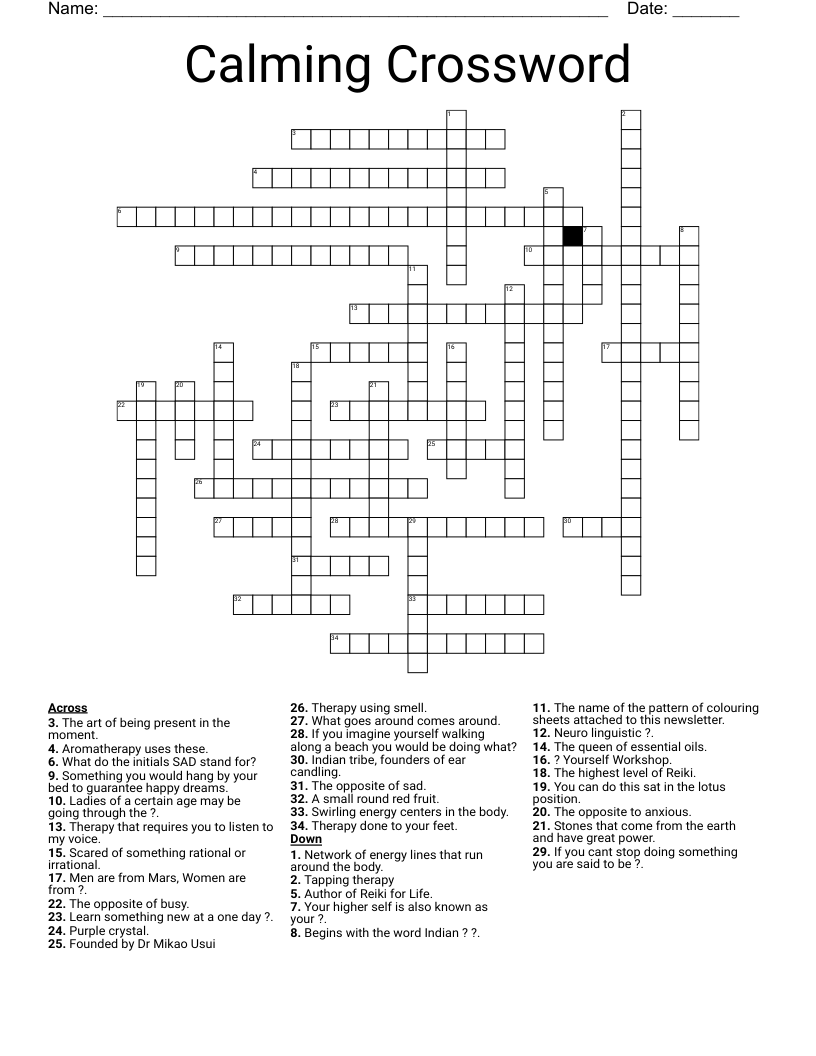 Calming Crossword