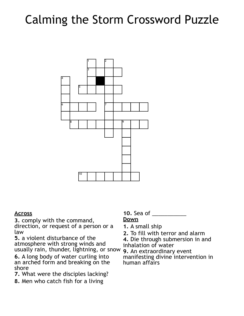 Calming the Storm Crossword Puzzle