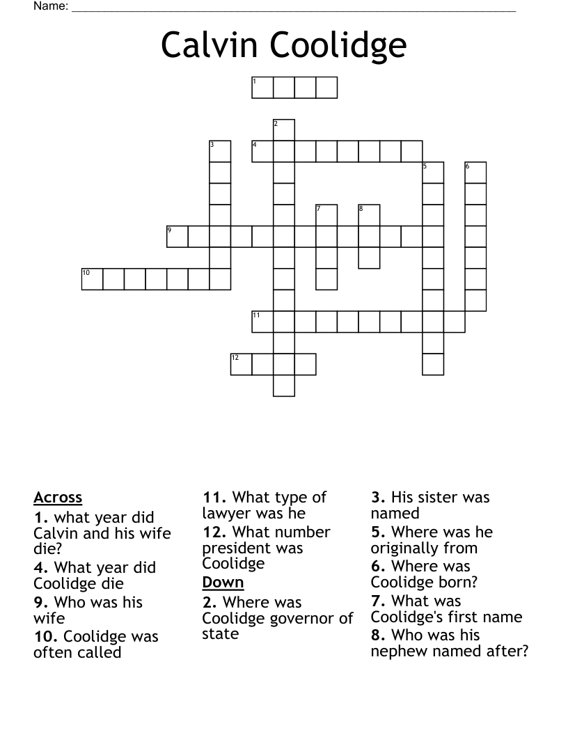 Calvin Coolidge Crossword