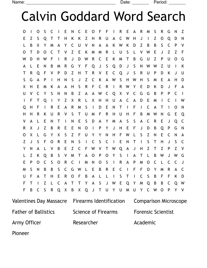 Calvin Goddard Word Search