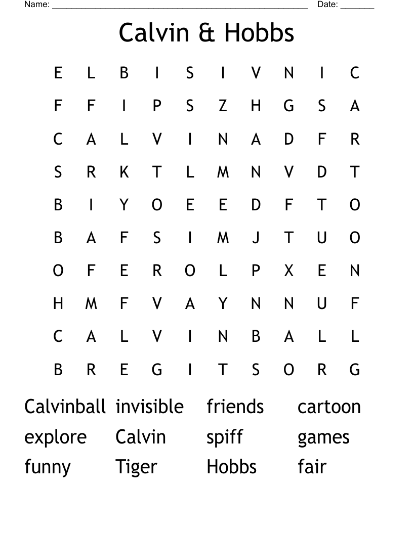 Calvin & Hobbs Word Search