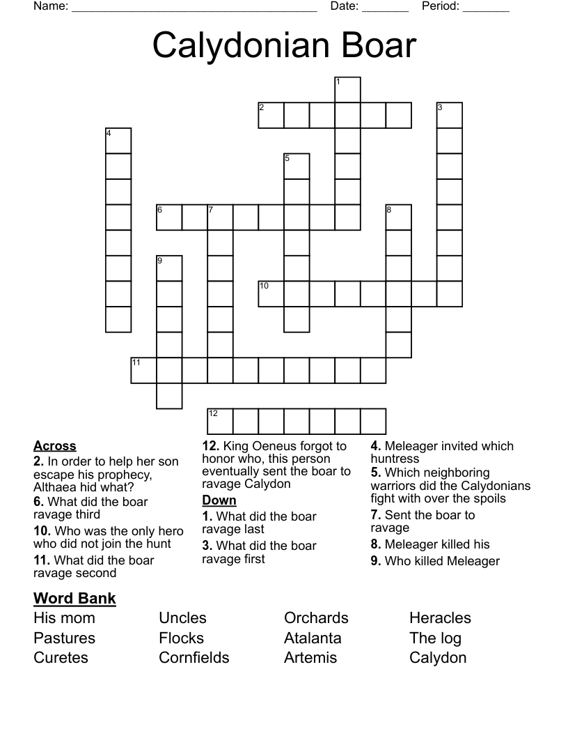 Calydonian Boar  Crossword