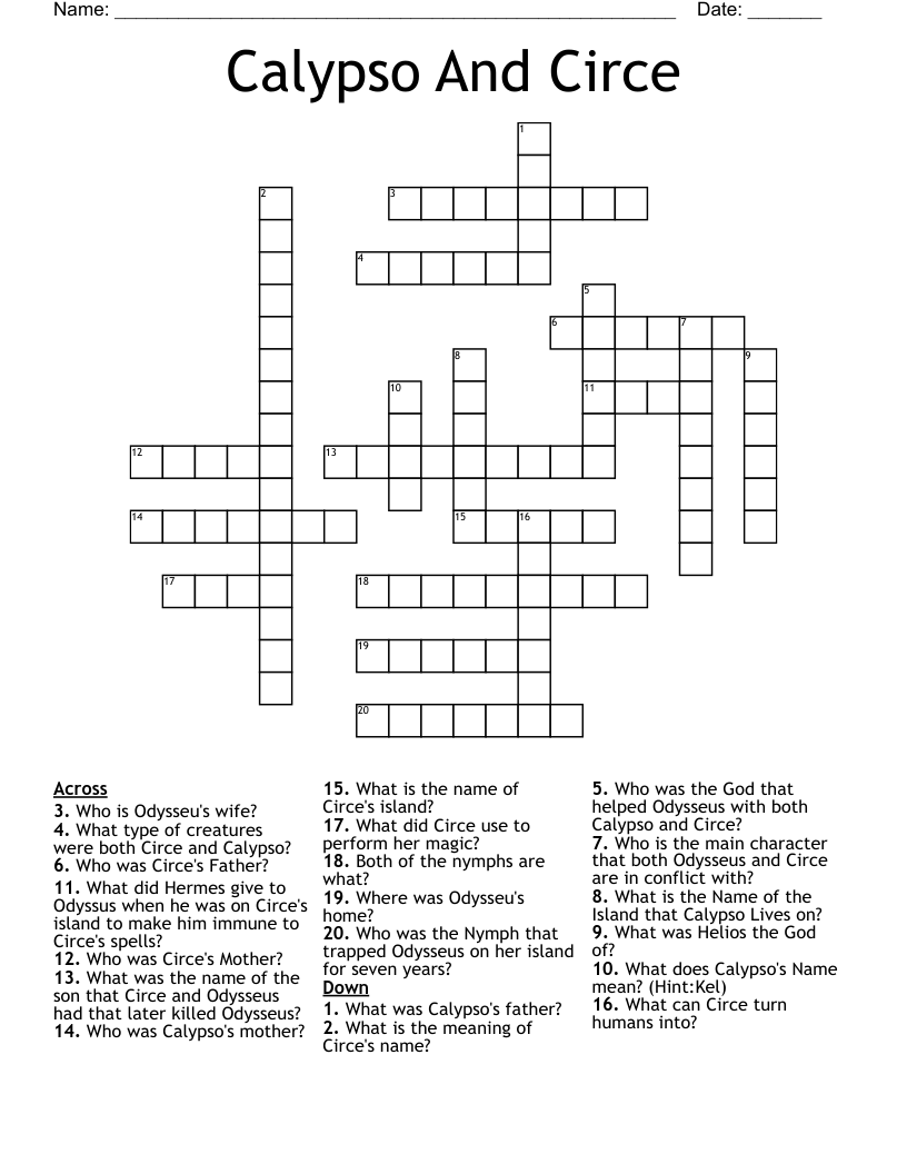Calypso And Circe Crossword