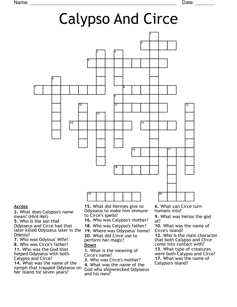 Calypso And Circe Crossword