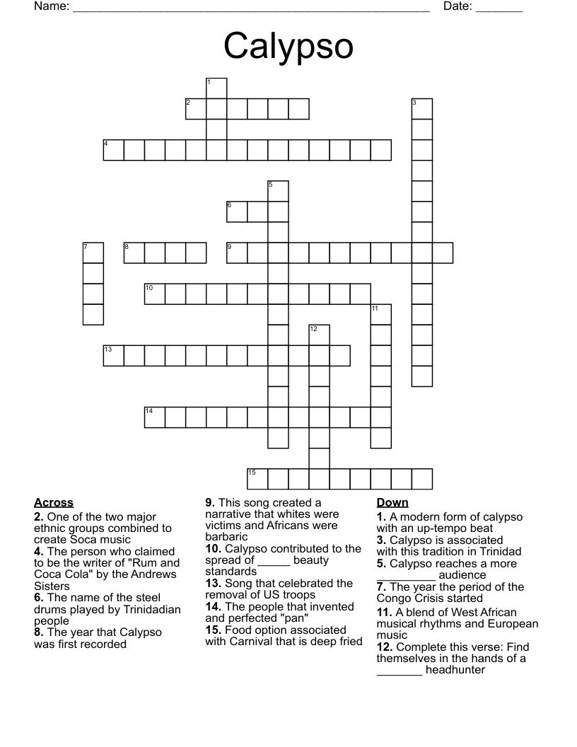 Calypso  Crossword
