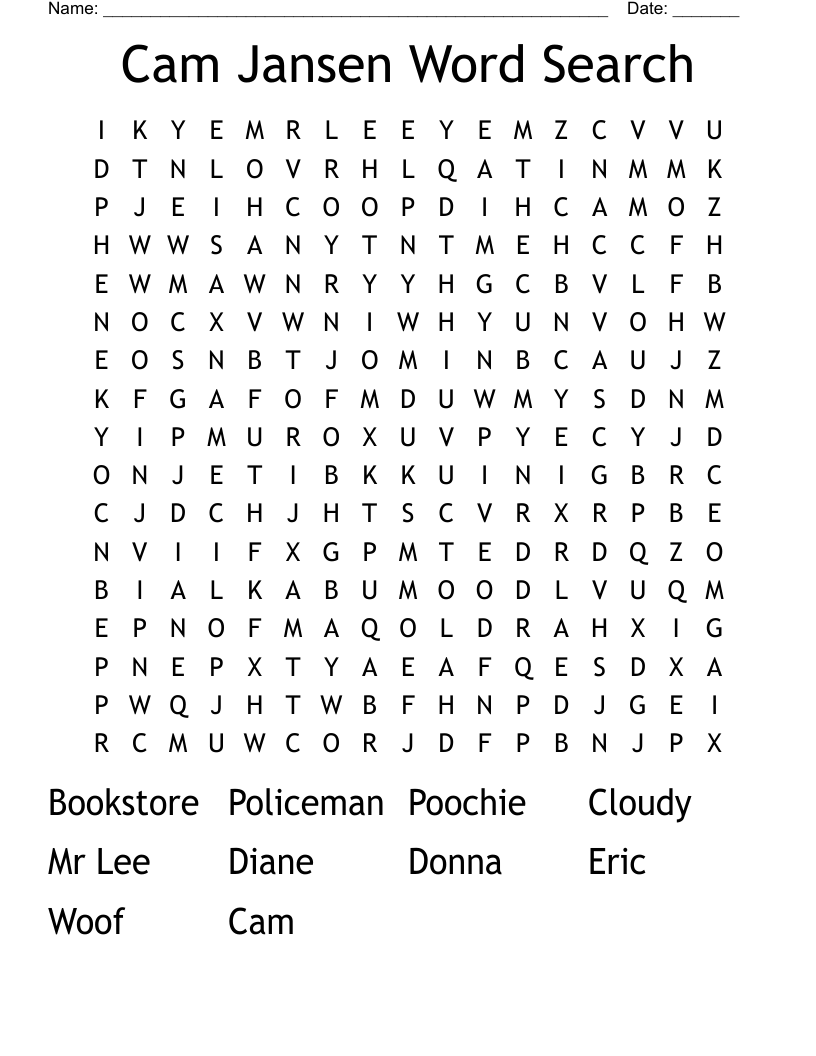 Cam Jansen Word Search