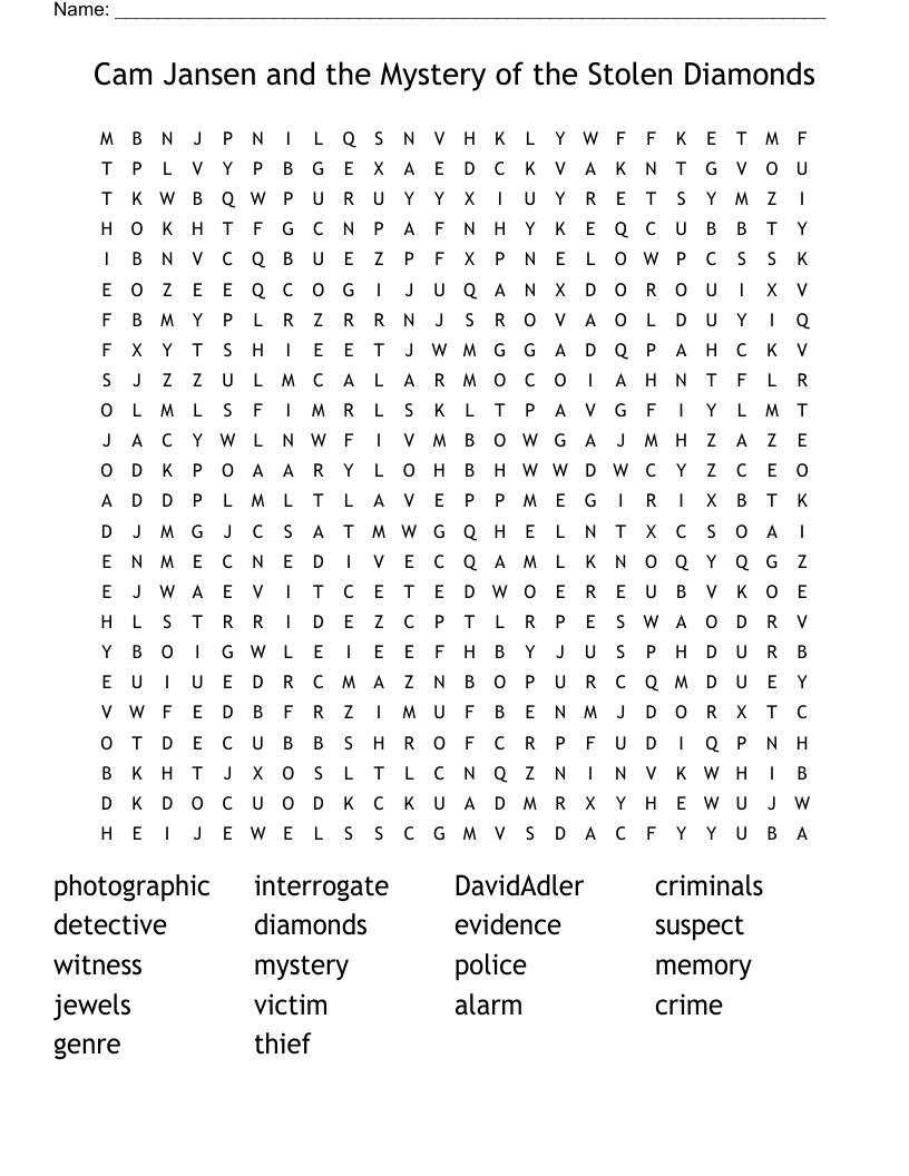 Cam Jansen and the Mystery of the Stolen Diamonds Word Search