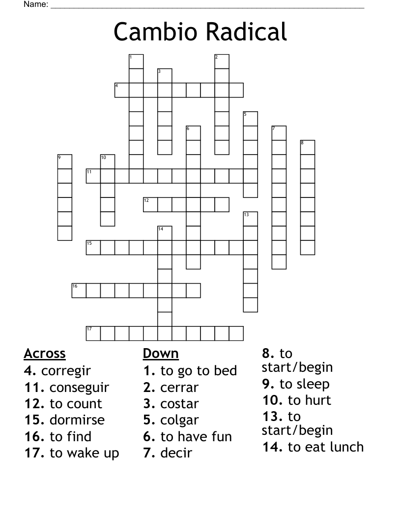 Cambio Radical Crossword