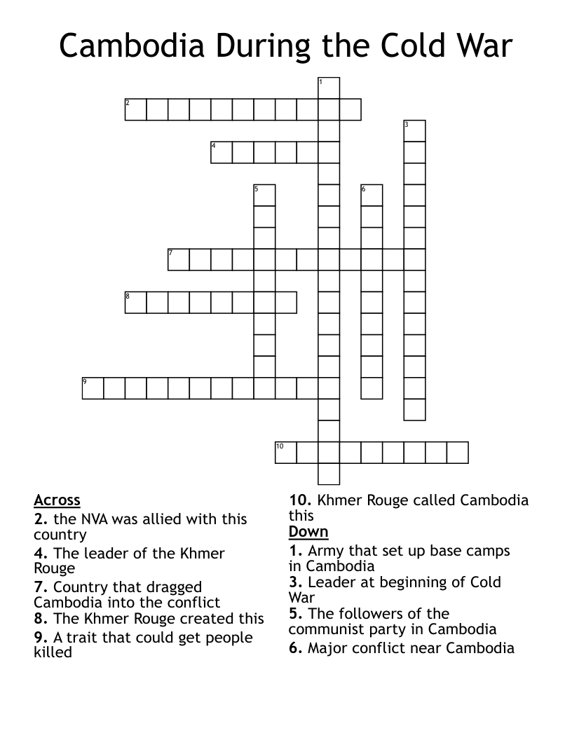 Cambodia During the Cold War Crossword