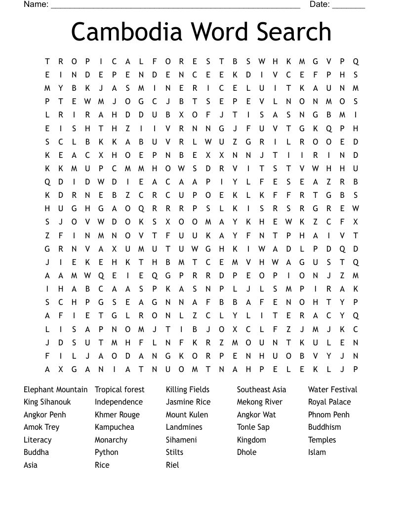Cambodia Word Search