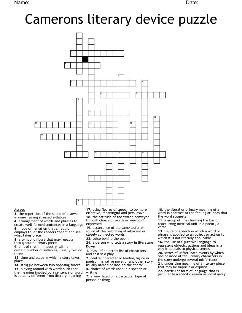 Camerons literary device puzzle Crossword
