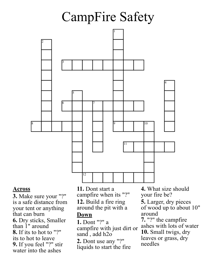 CampFire Safety Crossword