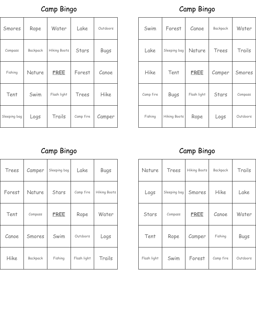 Camp Bingo