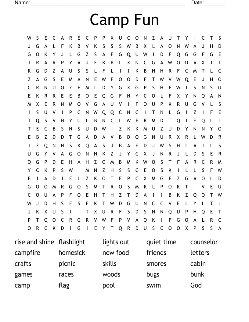 Camp Fun Word Search