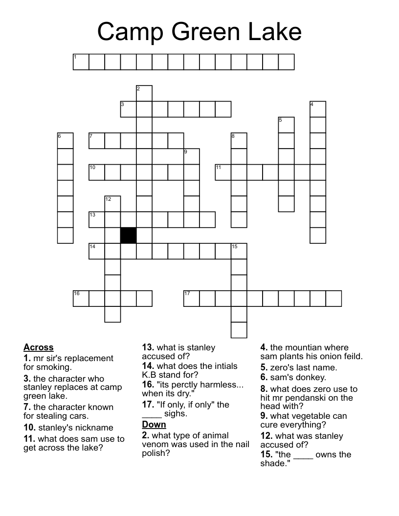 Camp Green Lake Crossword