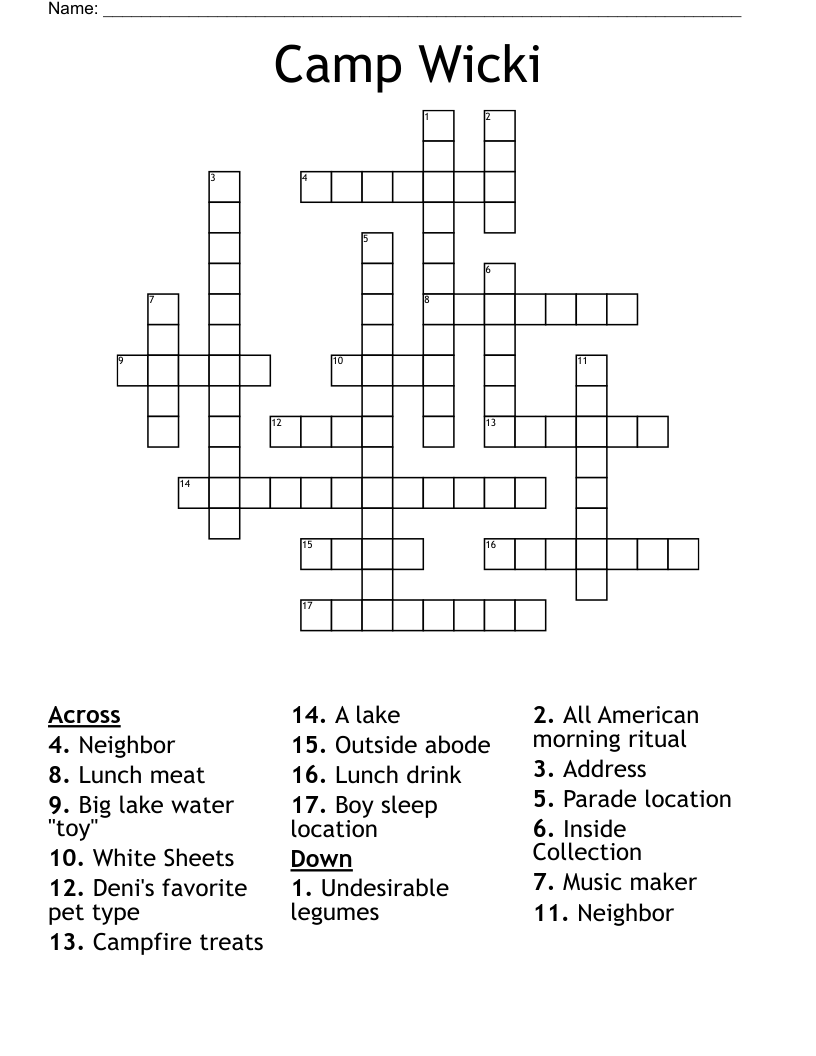 Camp Wicki Crossword