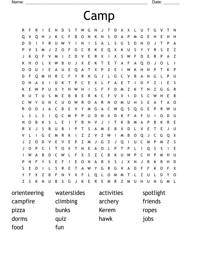 Camp  Word Search