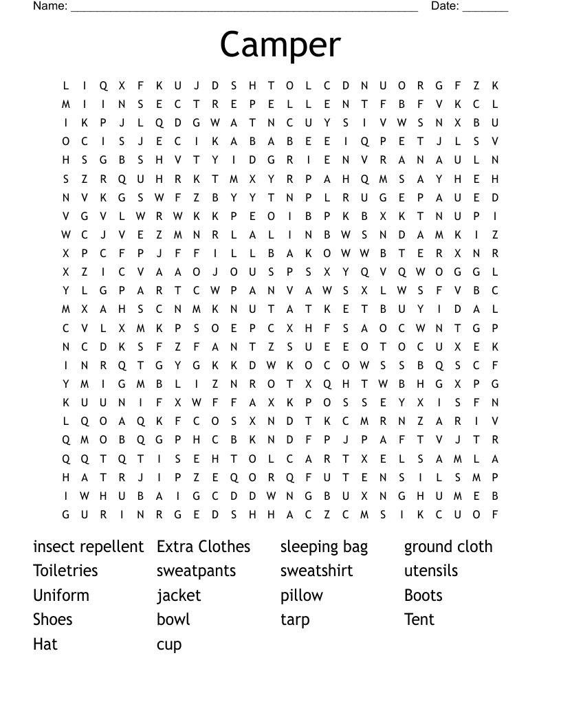 Camper Word Search