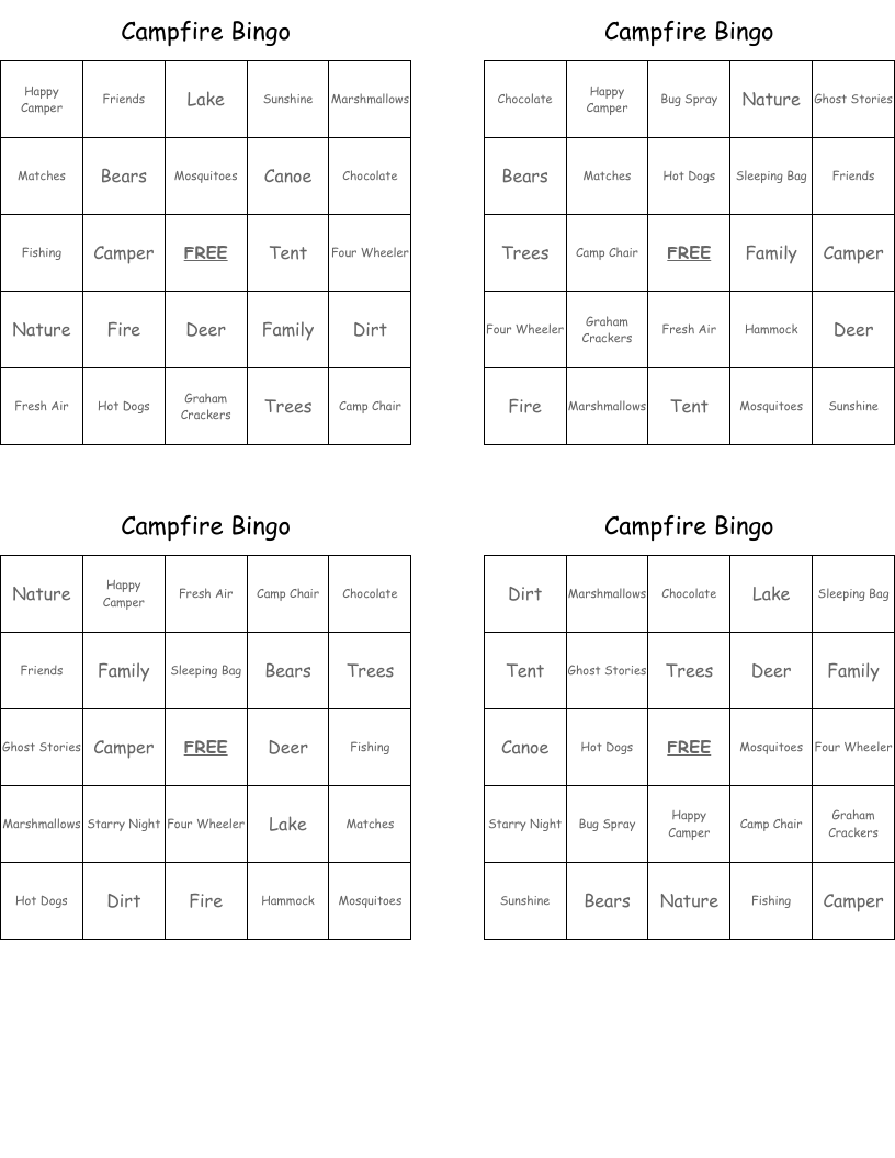 Campfire Bingo