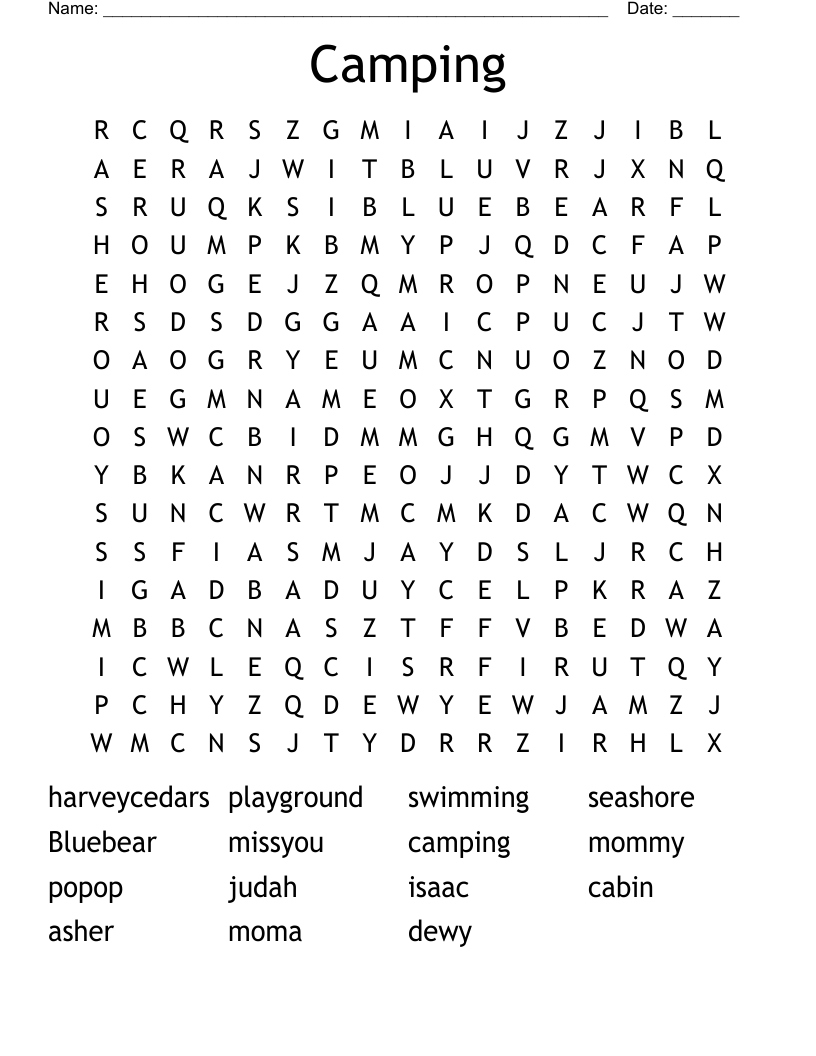 Camping Word Search