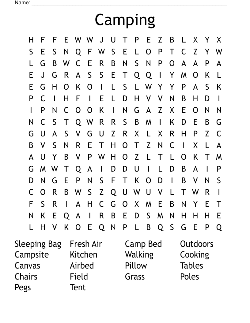 Camping Word Search