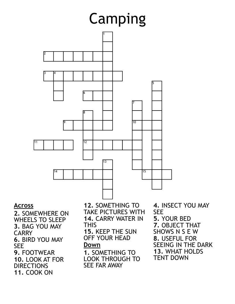 Camping Crossword