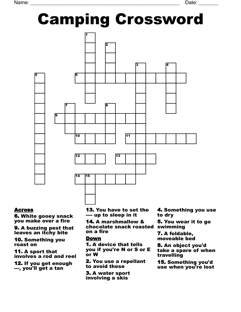 Camping Crossword