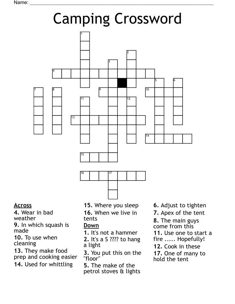 Camping Crossword