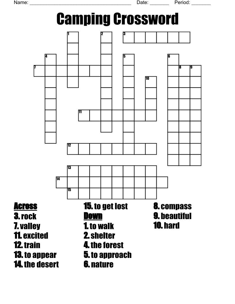 Camping Crossword