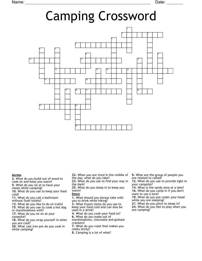 Camping Crossword