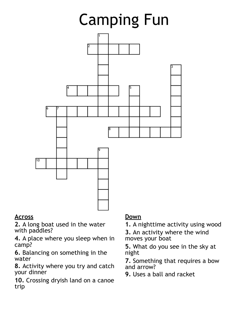 Camping Fun Crossword