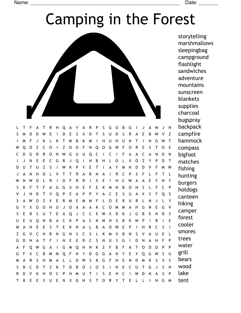 Camping in the Forest Word Search