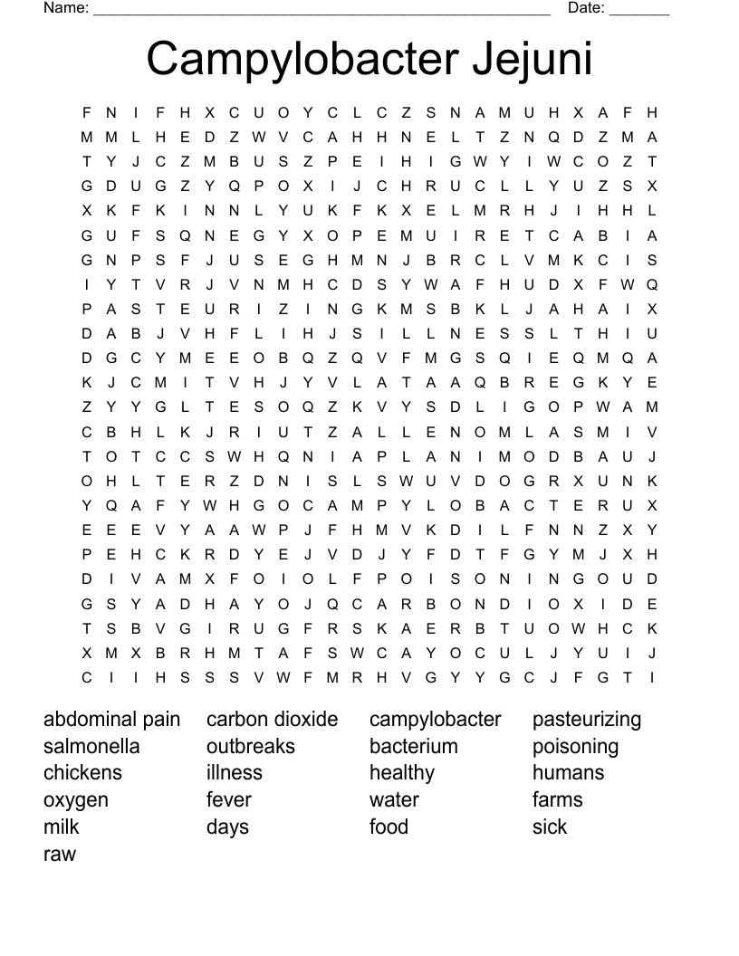 Campylobacter Jejuni Word Search