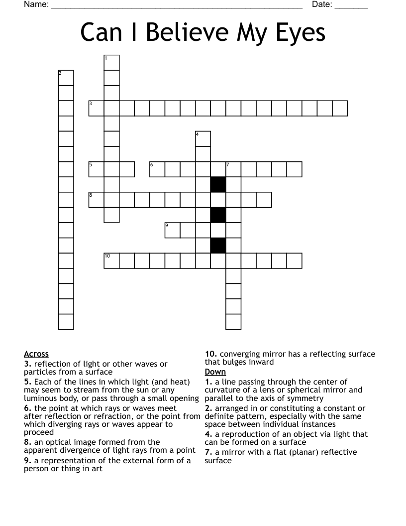 Can I Believe My Eyes Crossword