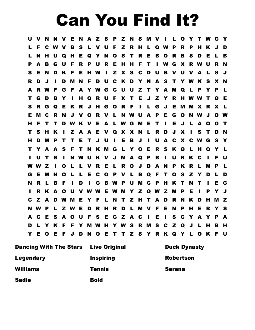 Can You Find It? Word Search