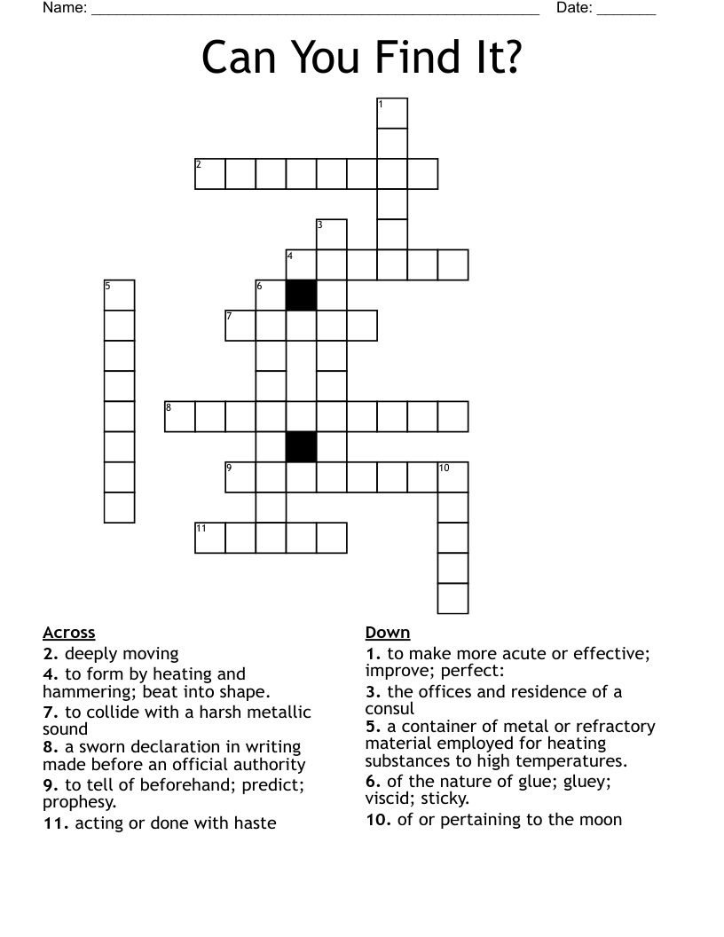 Can You Find It? Crossword