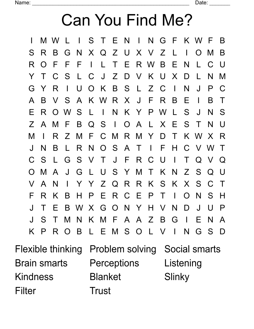 Can You Find Me? Word Search