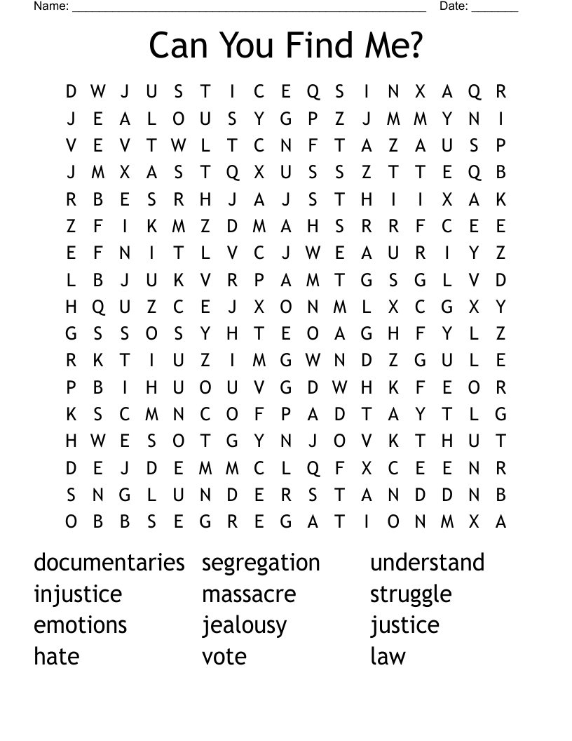 Can You Find Me? Word Search