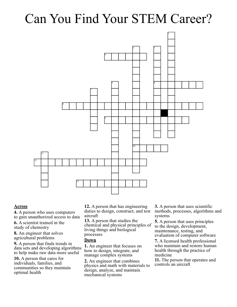 Can You Find Your STEM Career? Crossword