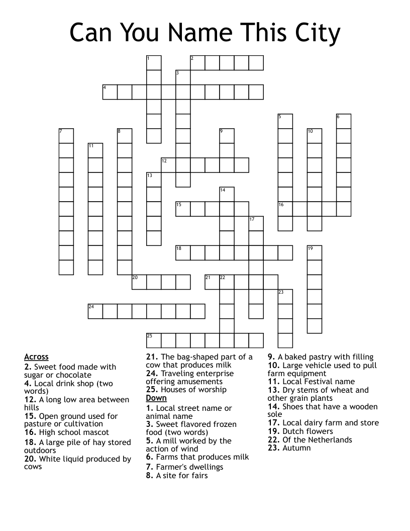 Can You Name This City Crossword