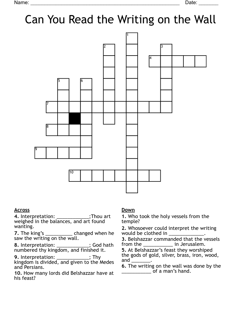 Can You Read the Writing on the Wall Crossword