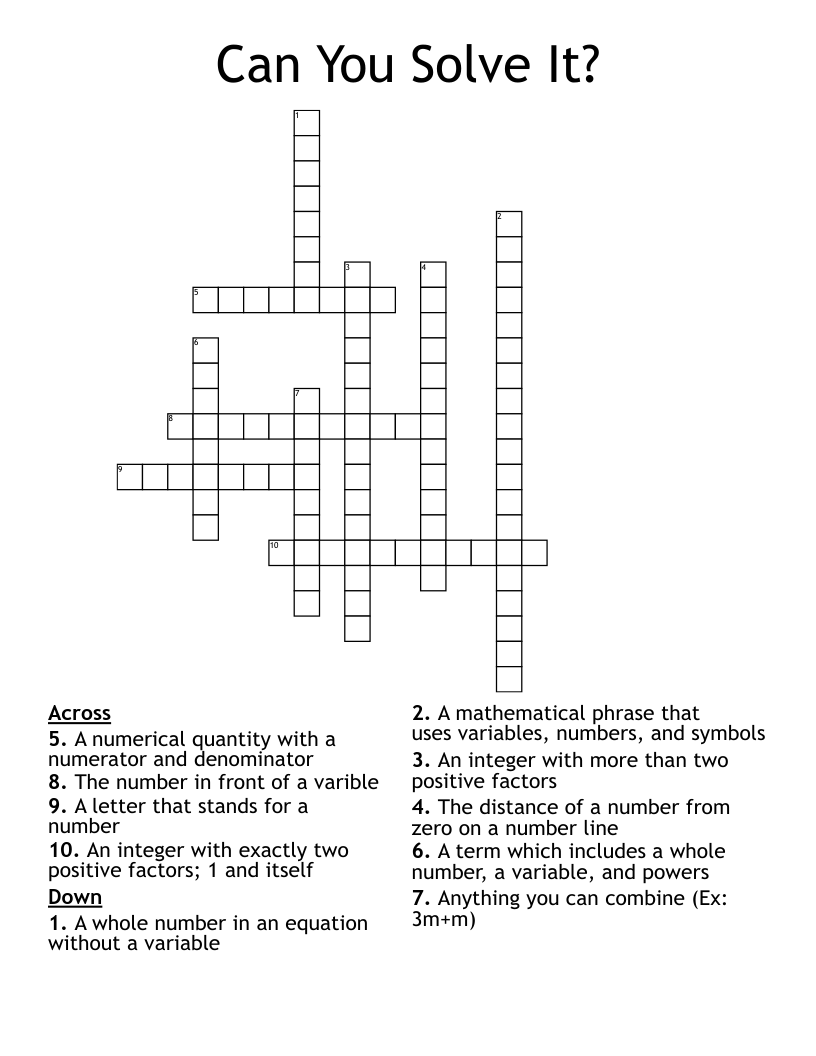Can You Solve It? Crossword