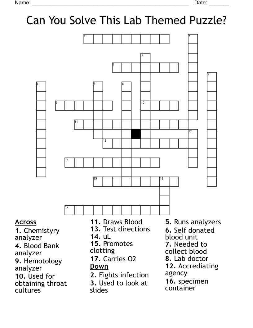 Can You Solve This Lab Themed Puzzle? Crossword