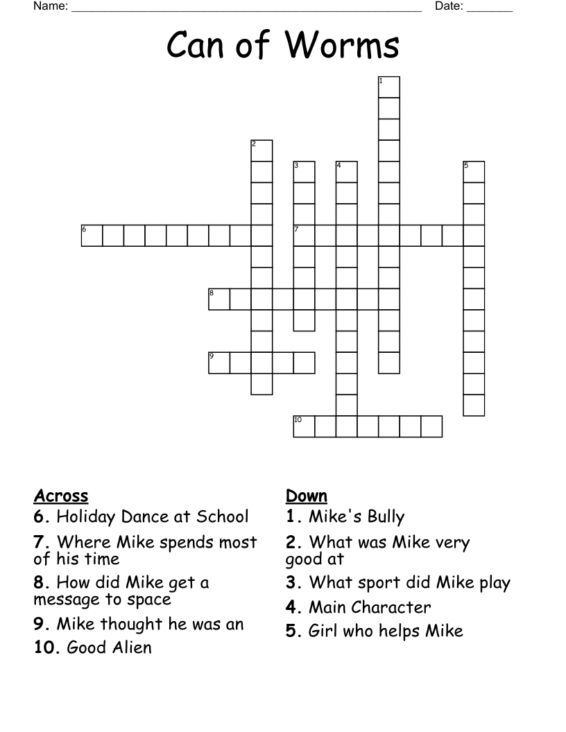 Can of Worms Crossword