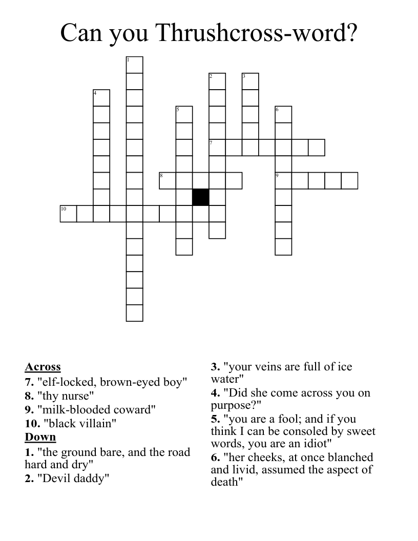 Can you Thrushcross-word? Crossword