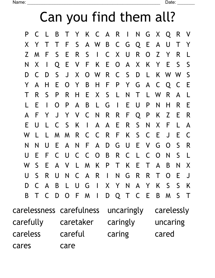Can you find them all?  Word Search