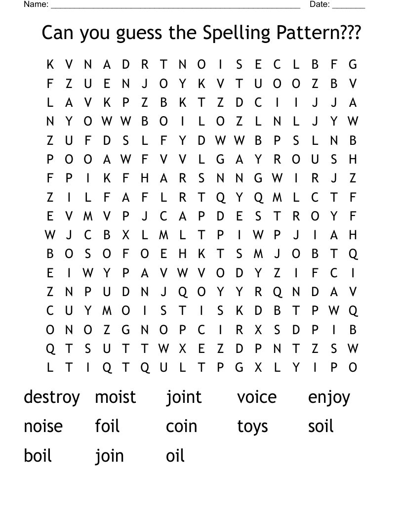 Can you guess the Spelling Pattern??? Word Search