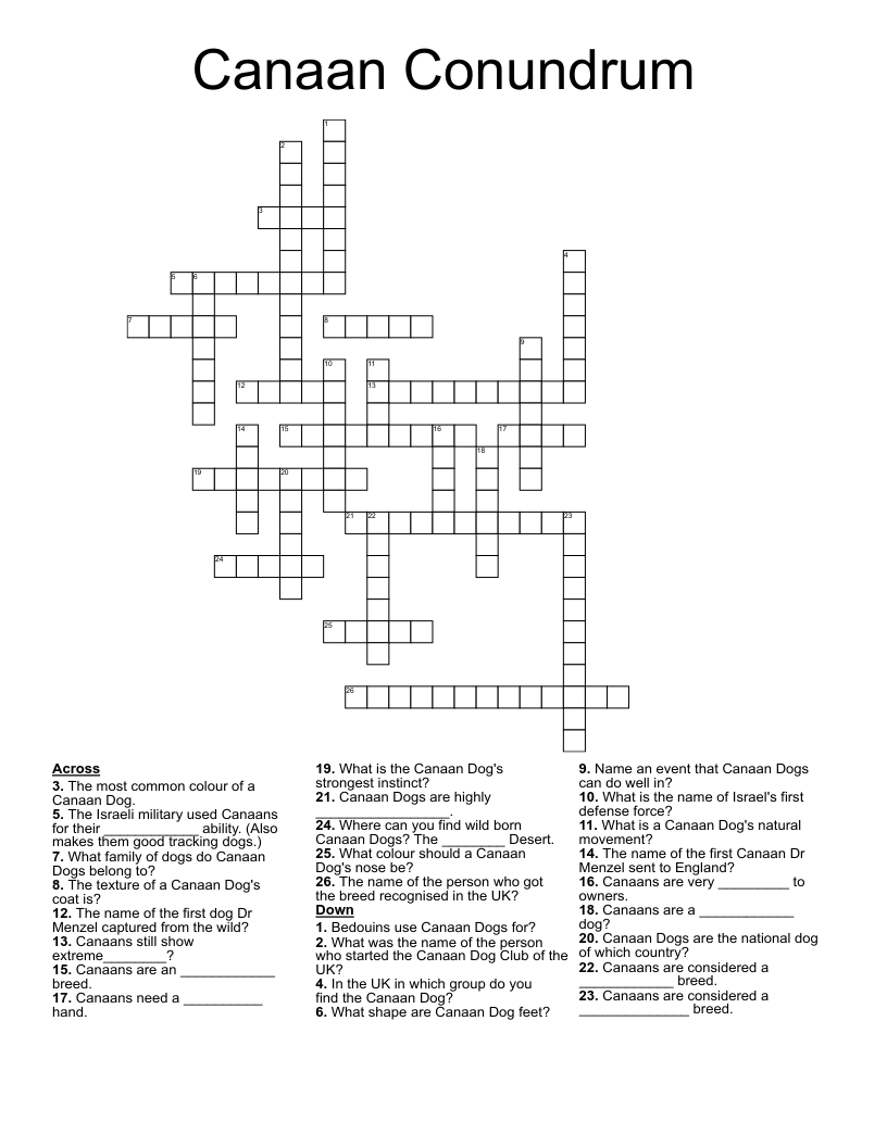Canaan Conundrum Crossword