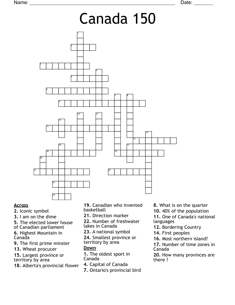 Canada 150 Crossword